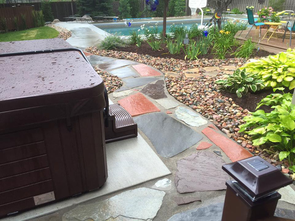 Flagstone Pathway with River Rock edging